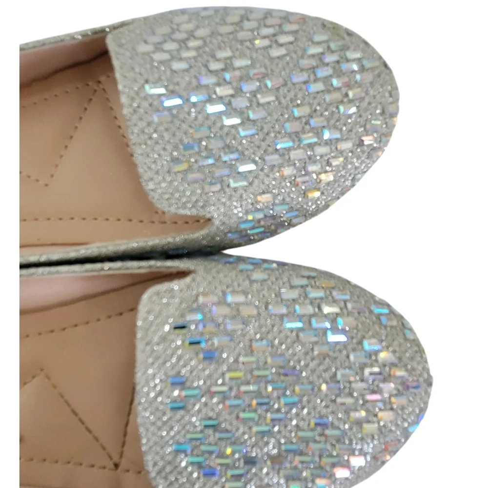 Silver Dress Shoes with Perforated Design and Rounded Toe